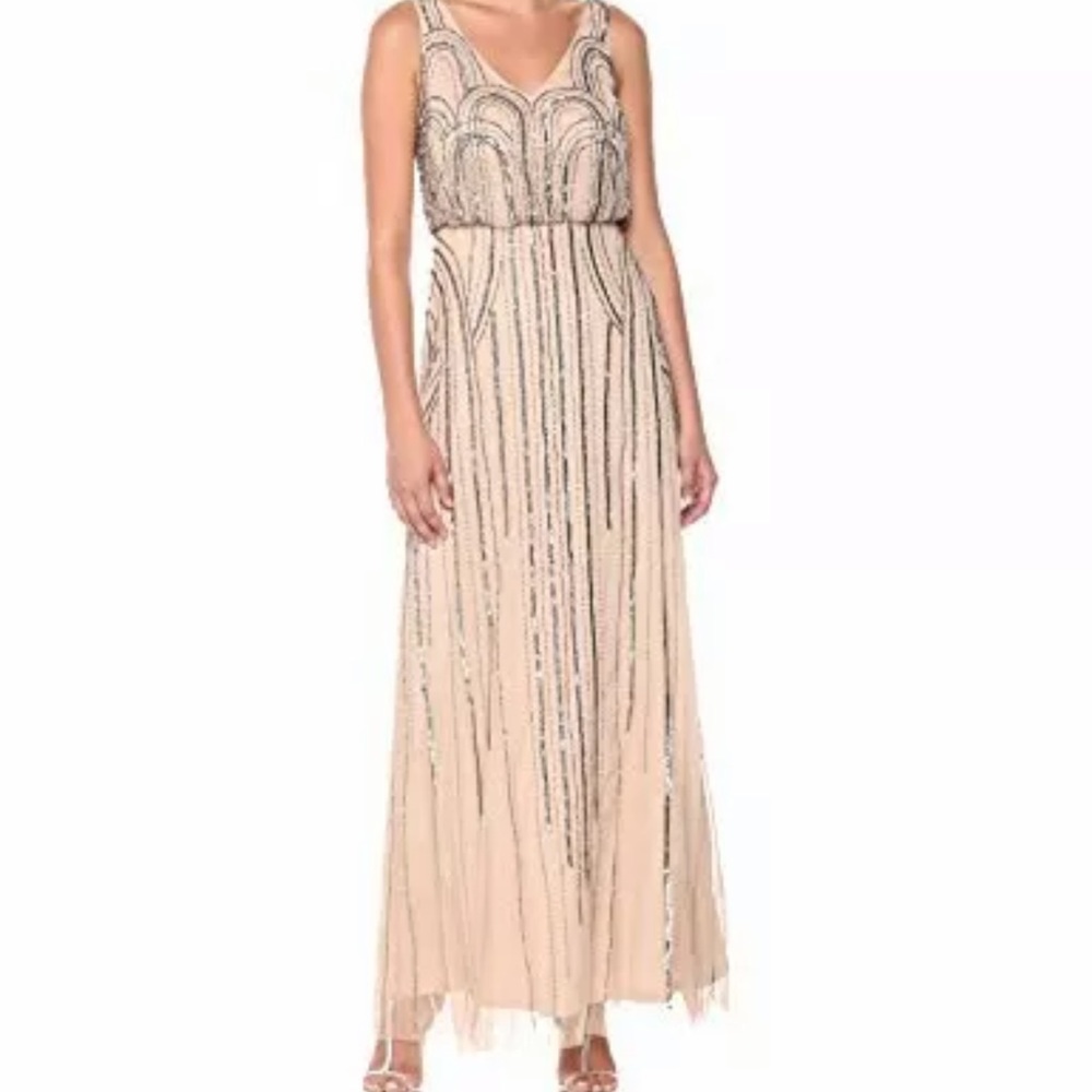 Adrianna Papell Gown Art Nouveau Beading size 2